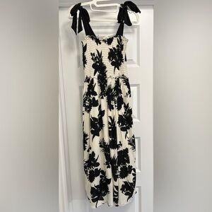 RIPE Angie Smocked Dress, Black/white, Size Small